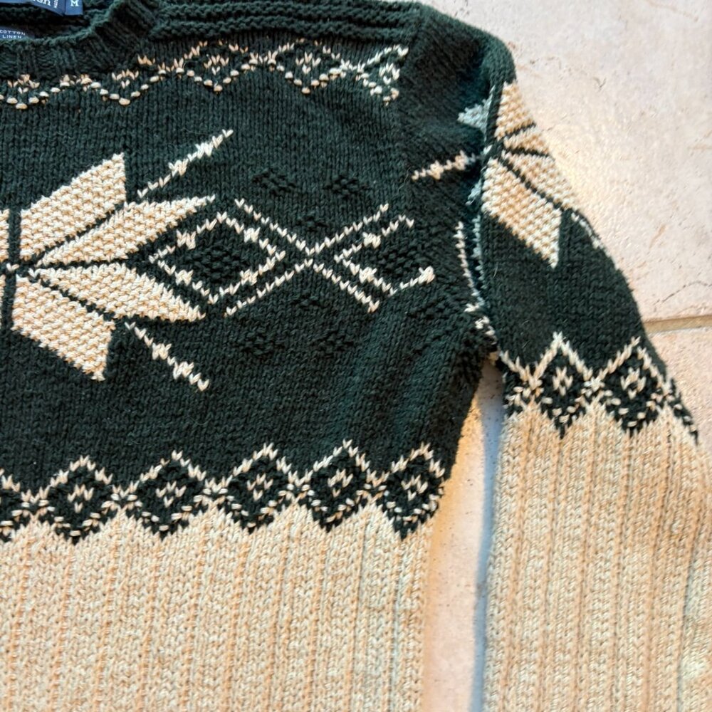 Vintage Polo By Ralph Lauren Nordic Snowflake Cotton Linen Knit Sweater Mens - Picture 8 of 16